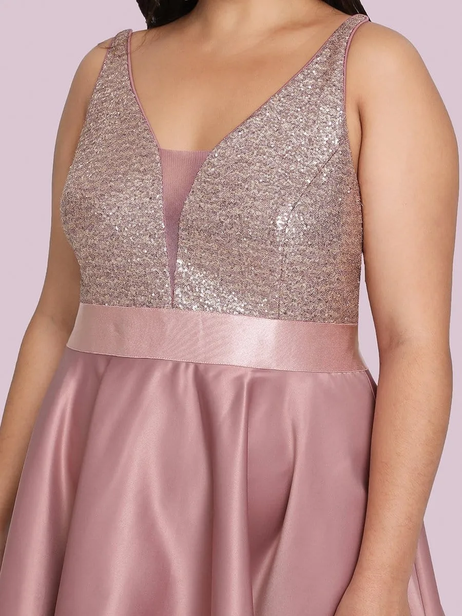 Sparkly Plus Size Prom Dresses for Women with asymmetrical hems