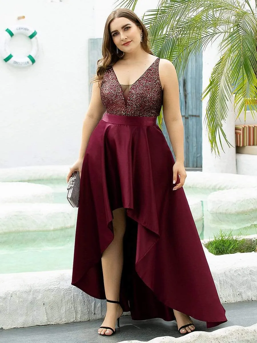 Sparkly Plus Size Prom Dresses for Women with asymmetrical hems