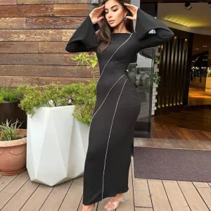 Spring Explosion Reverse Car Side Slit Long Sleeve T shirt Dress T shirt Women Clothing