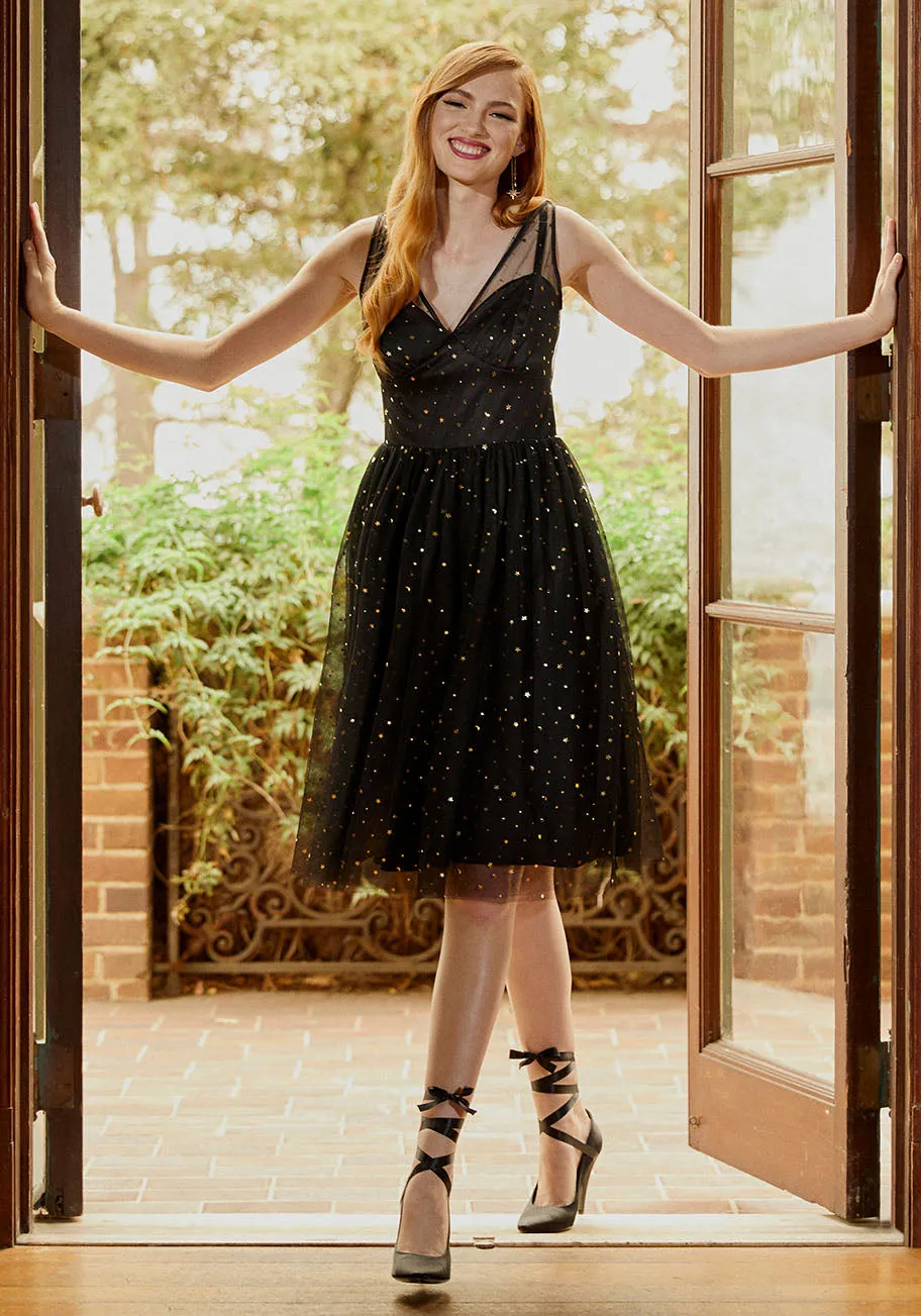 Starry Eyed on Holiday Nights A-Line Dress