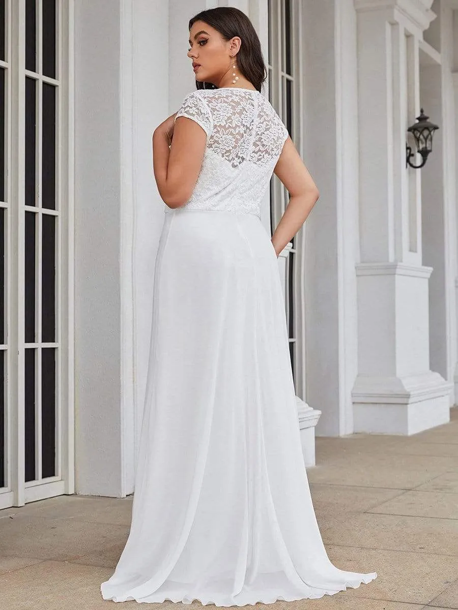 Sweetheart Floral Lace Cap Sleeve Wedding Guest Dress