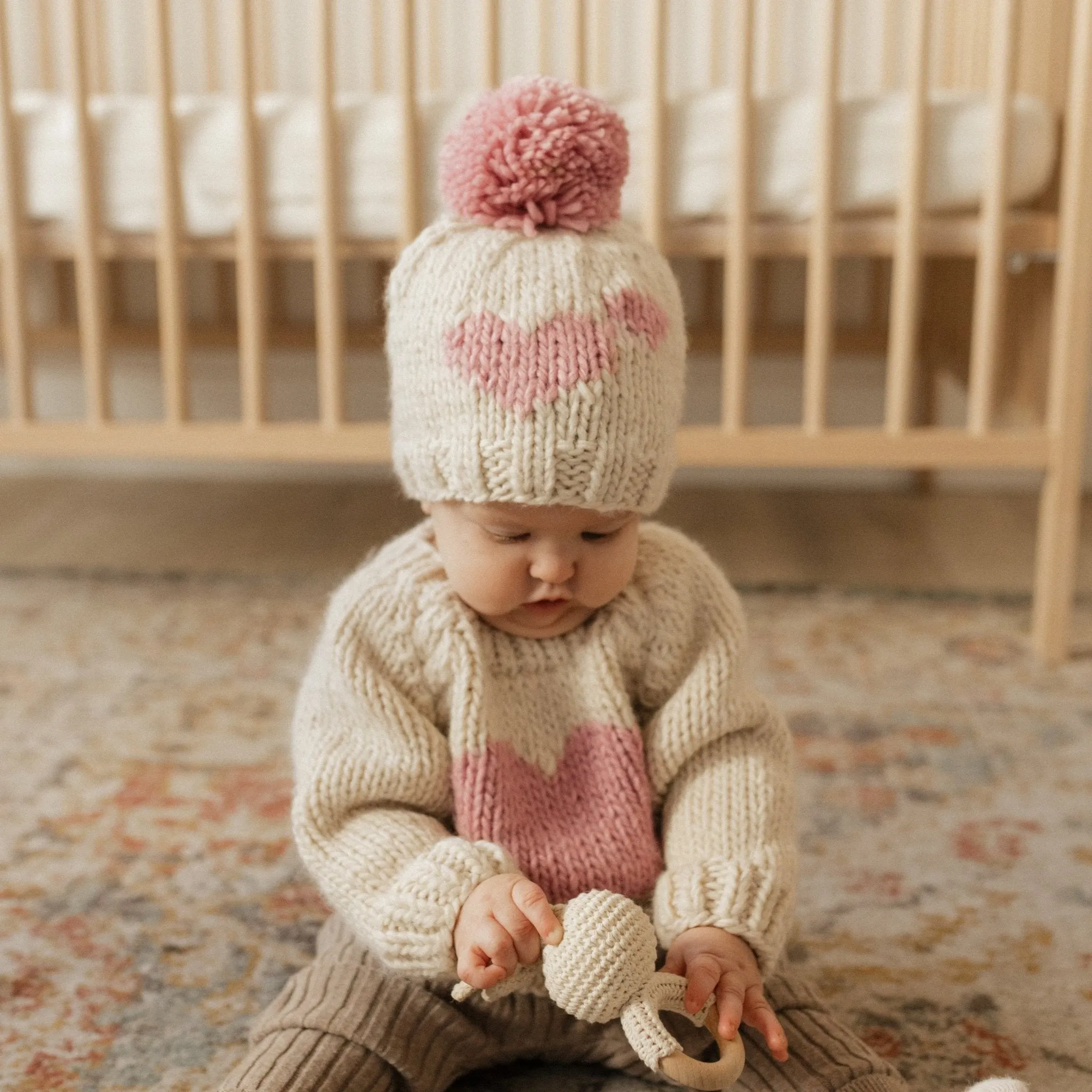 Sweetheart Knit Beanie Hat Rosy