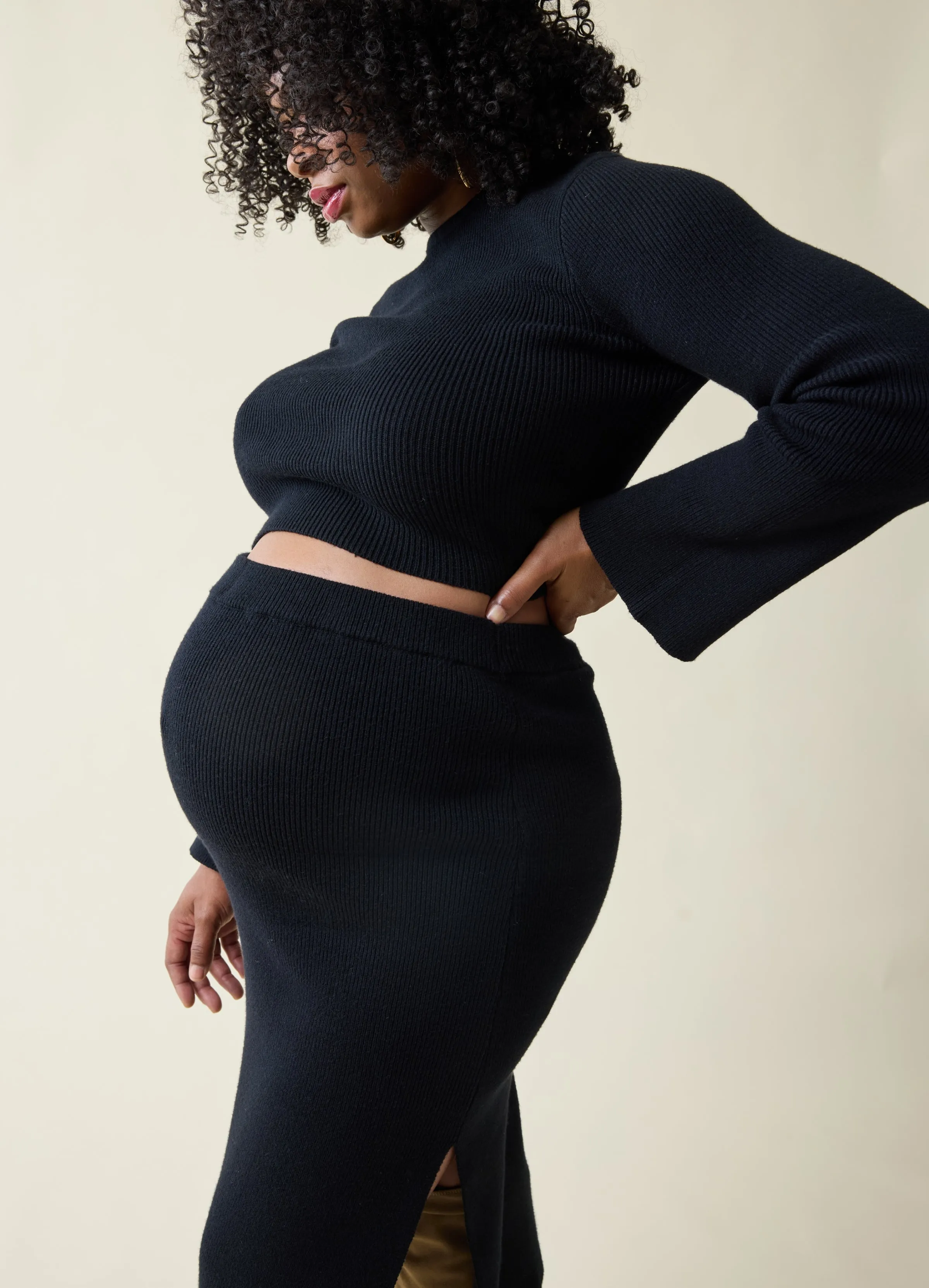 The Mix   Mingle Black Maternity Midi Skirt Set