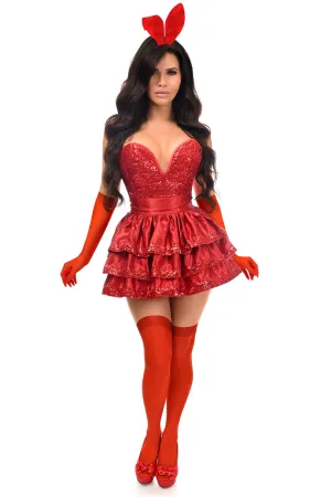 Top Drawer 5 PC Red Sequin Bunny Corset Costume