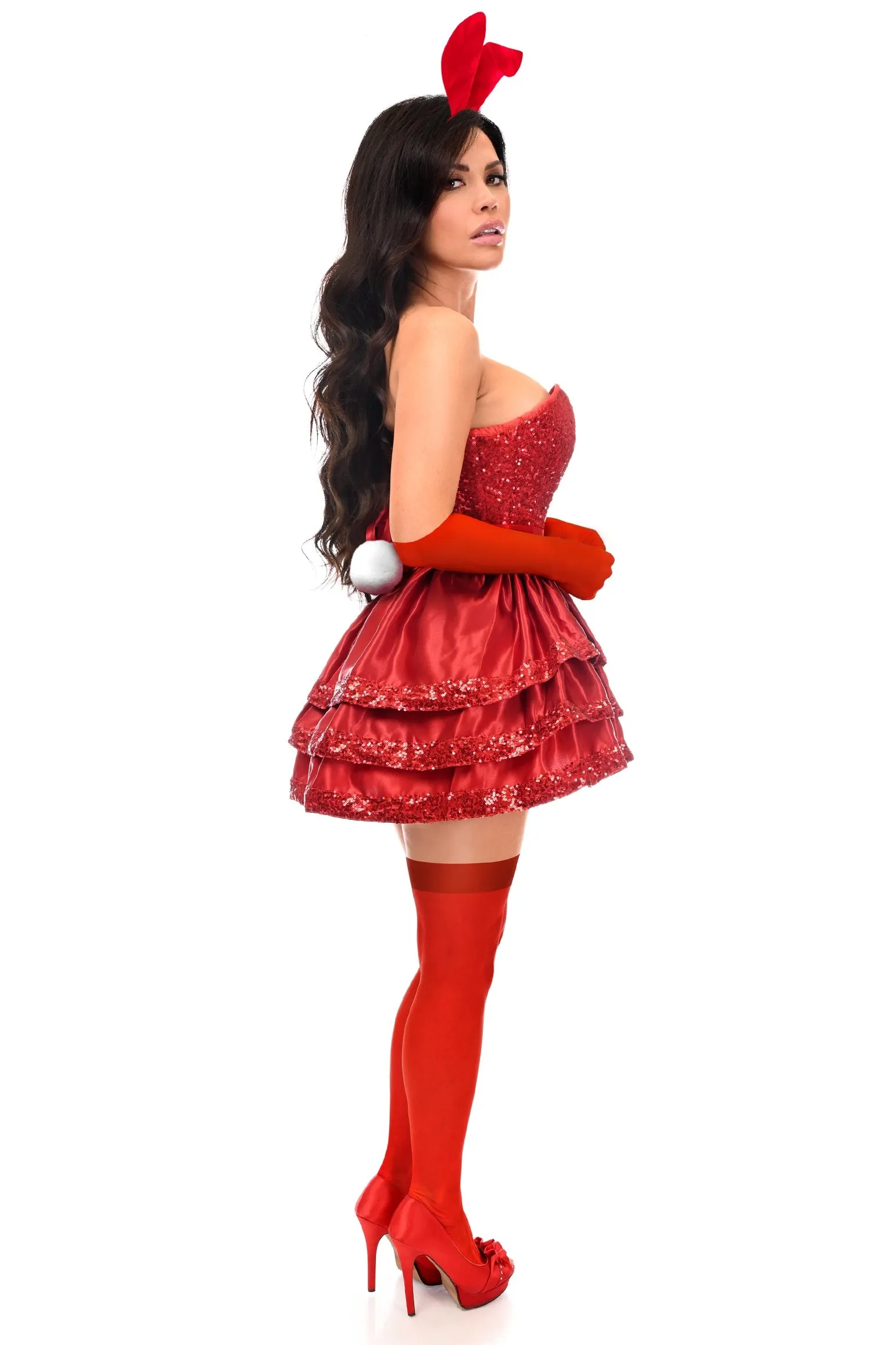 Top Drawer 5 PC Red Sequin Bunny Corset Costume