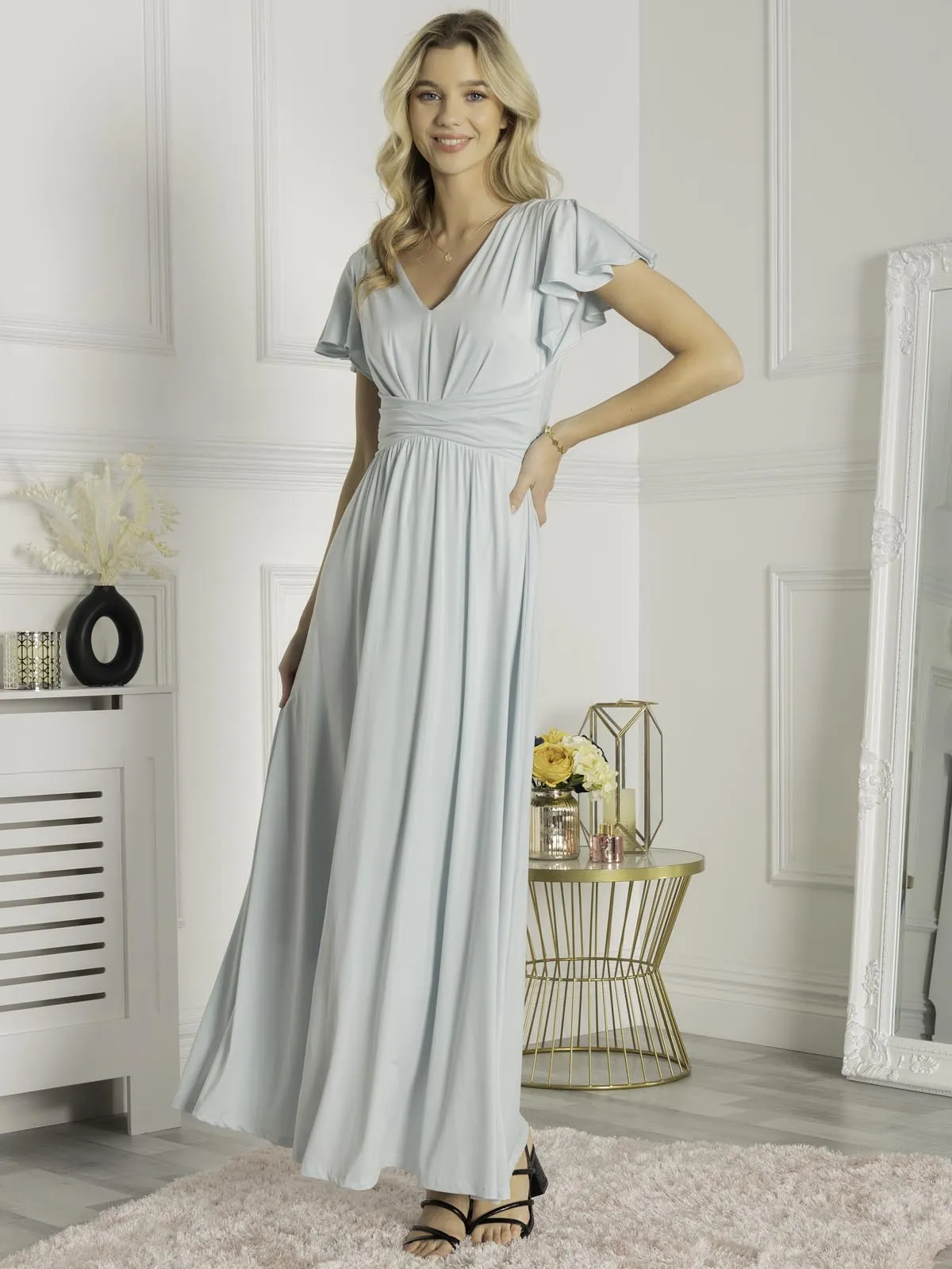 Twist Waist Jersey Maxi Dress, Azure Mist