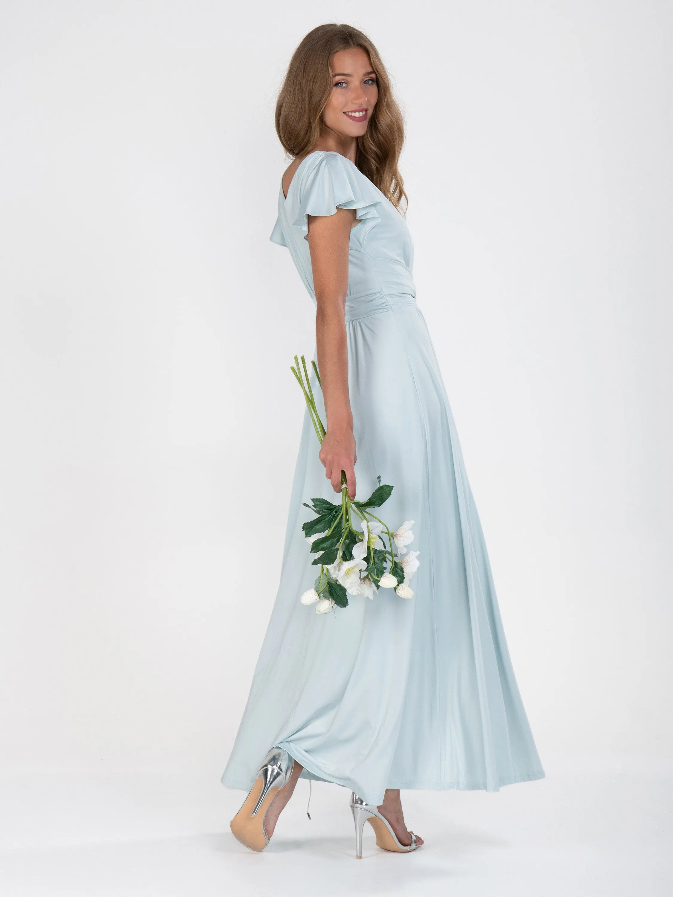 Twist Waist Jersey Maxi Dress, Azure Mist