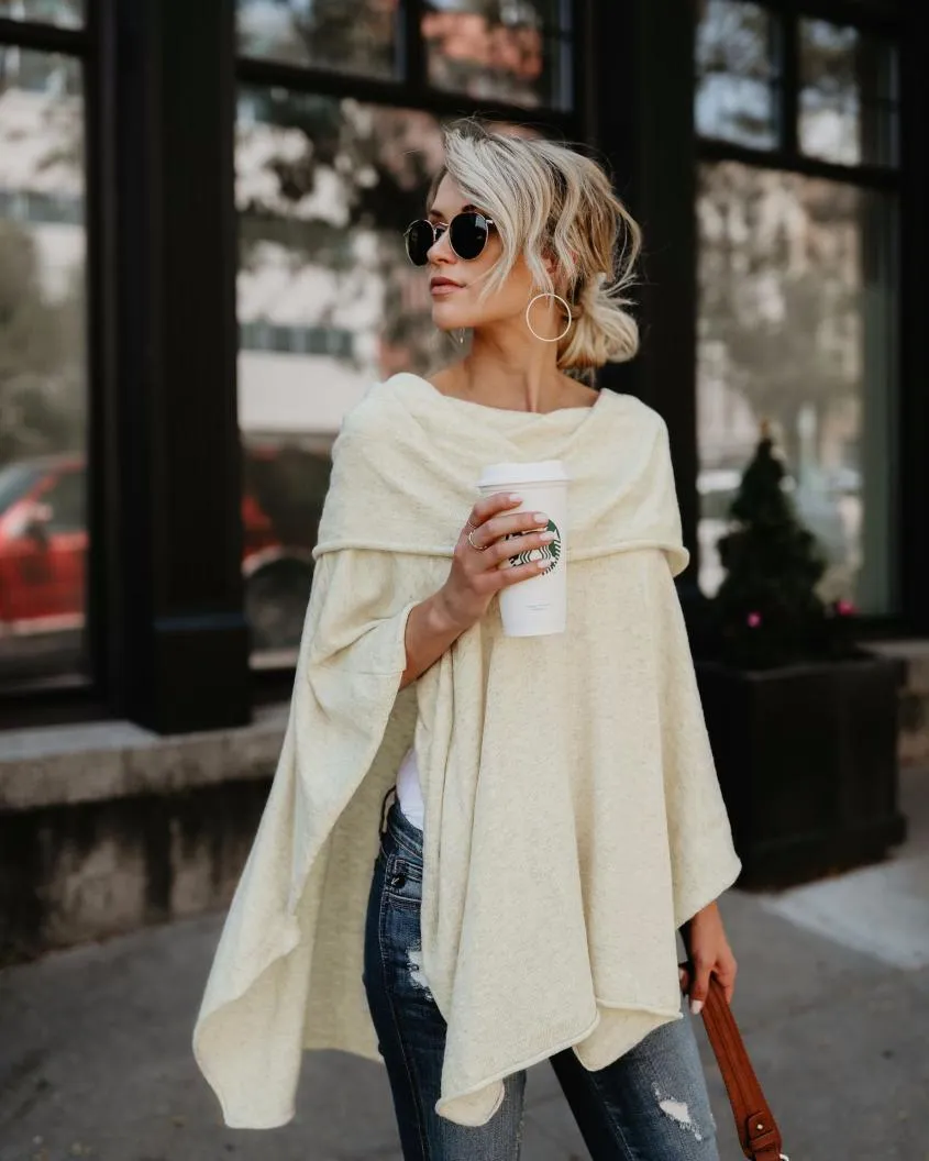 VenusFox Off Shoulder Overlap Poncho Blouse