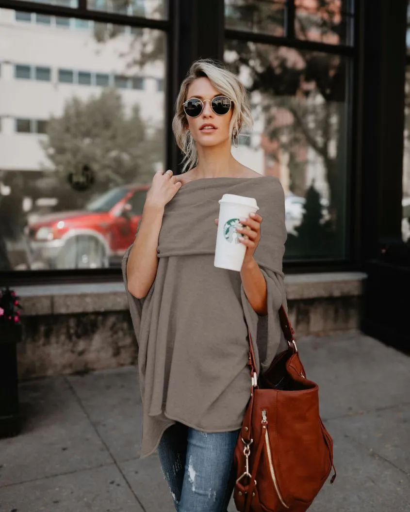 VenusFox Off Shoulder Overlap Poncho Blouse