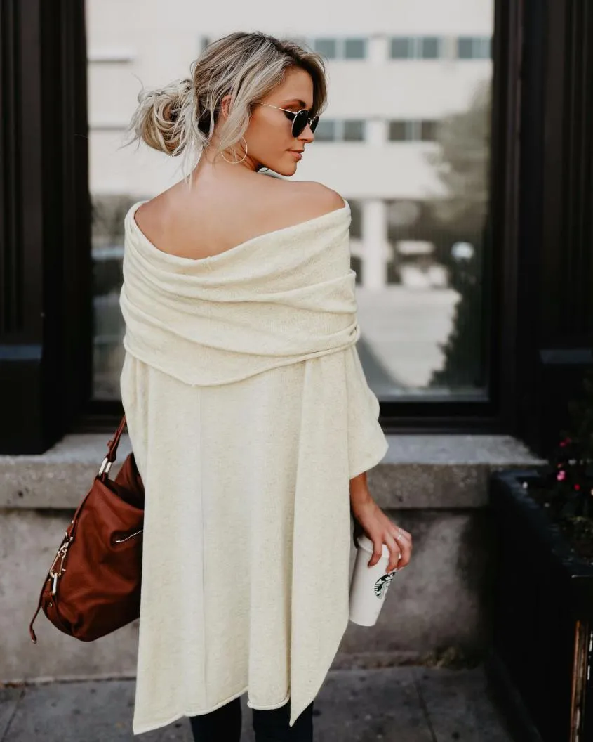 VenusFox Off Shoulder Overlap Poncho Blouse