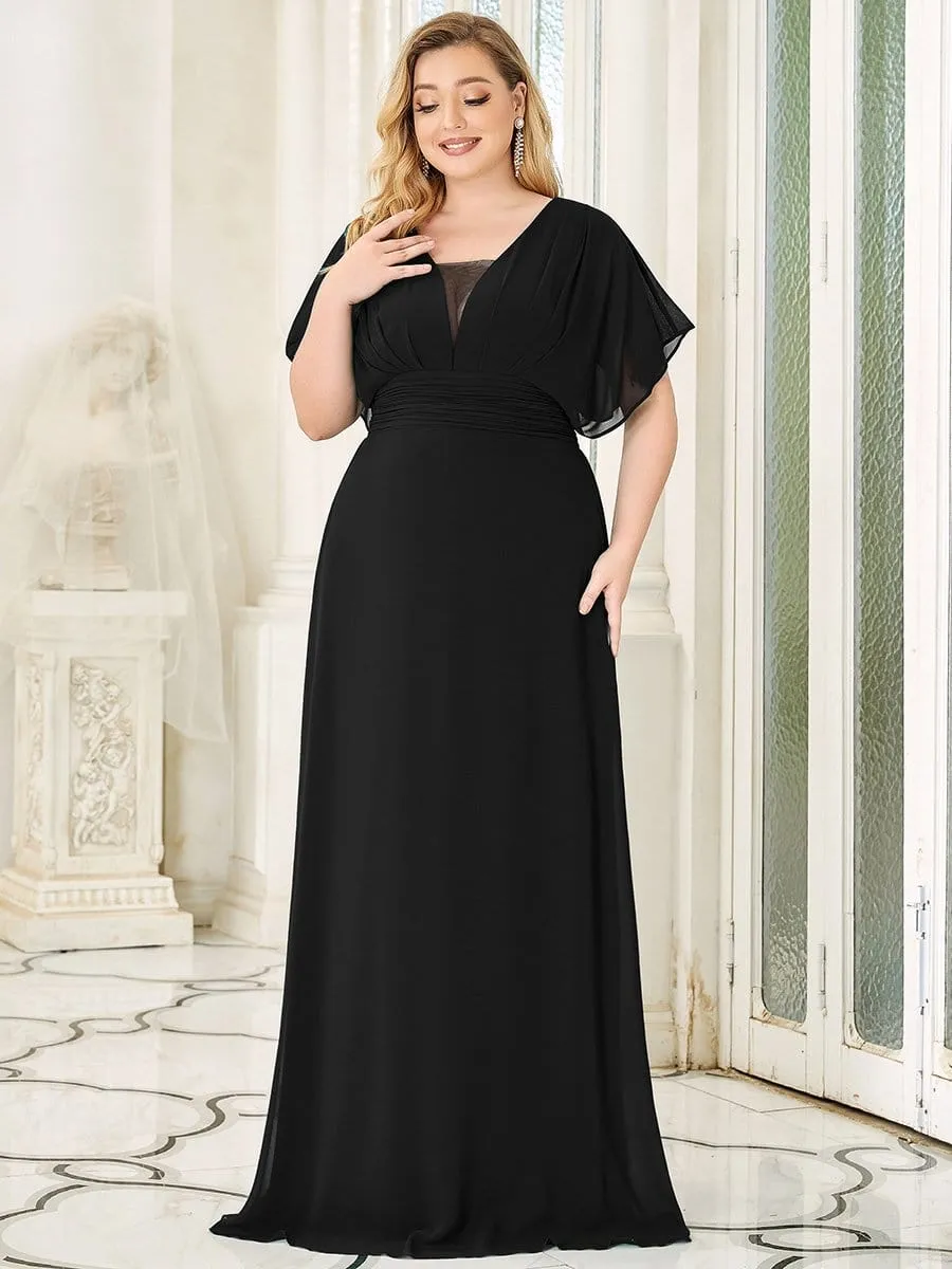 Women's A-Line Empire Waist Floor-Length Chiffon Evening Dress