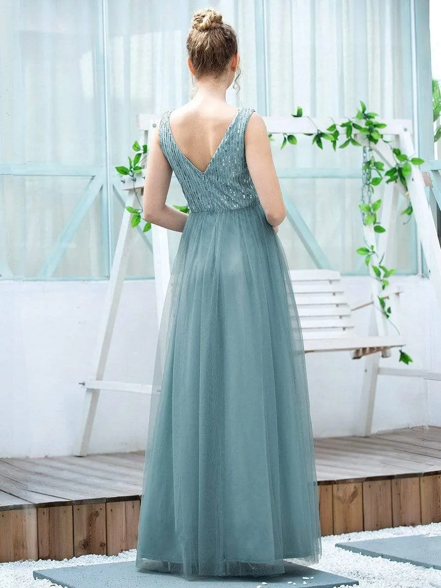 Women's Fashion A-Line Tulle Bridesmaid Dress with Sequin