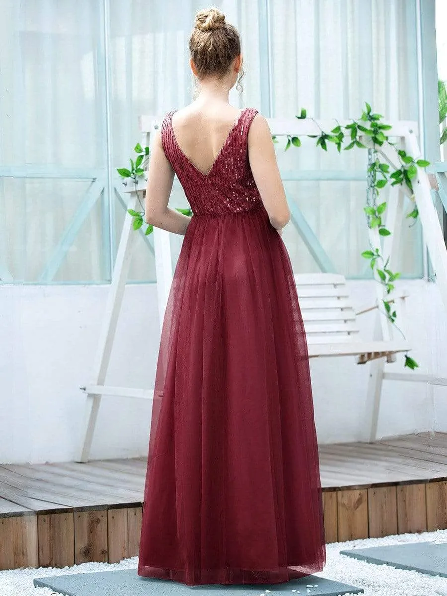 Women's Fashion A-Line Tulle Bridesmaid Dress with Sequin