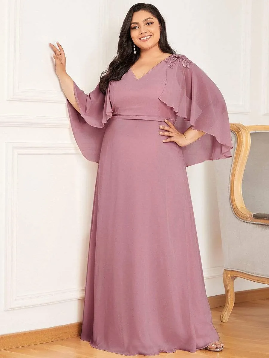 Women's Plus Size Floor Length Bridesmaid Dress with Wraps