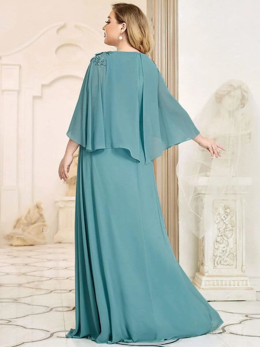 Women's Plus Size Floor Length Bridesmaid Dress with Wraps