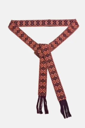 WOVEN BELT "AZTEC" CORAL/PURPLE/GLITTER