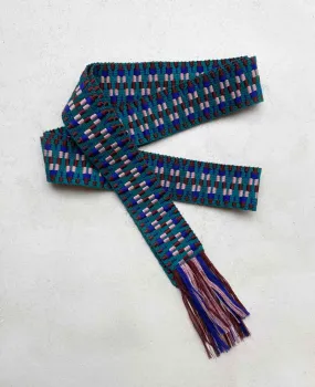 WOVEN BELT "ZIGZAG" - PETROL/BLUE/ROSÉ