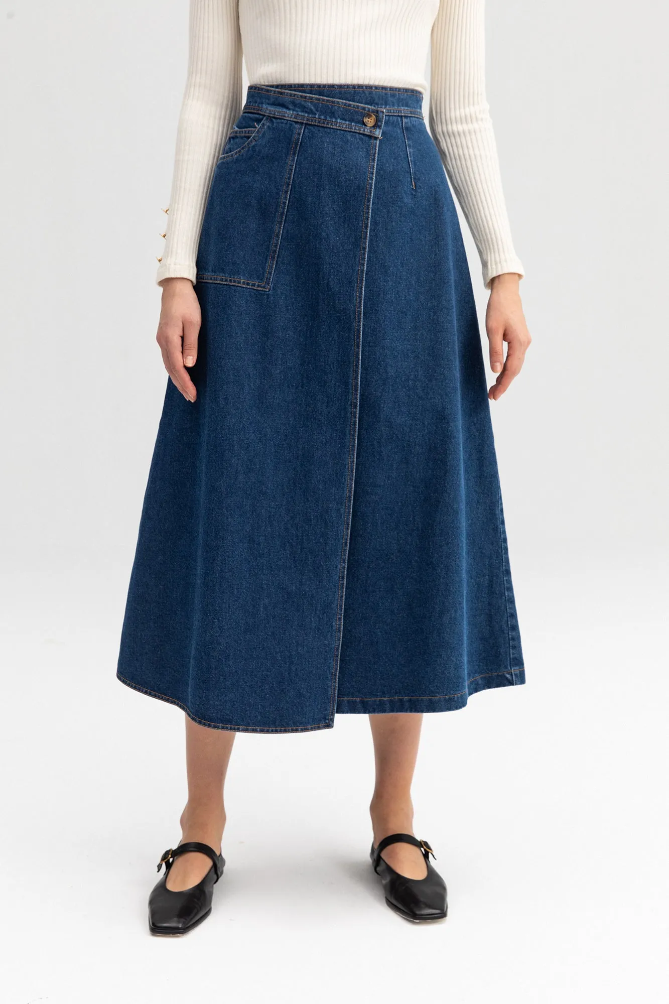 WRAP DENIM SKIRT