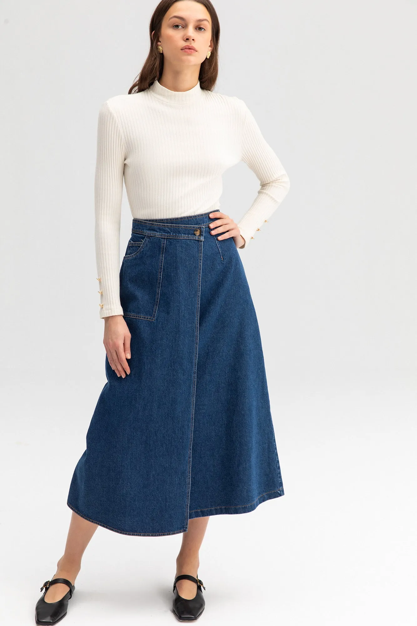 WRAP DENIM SKIRT