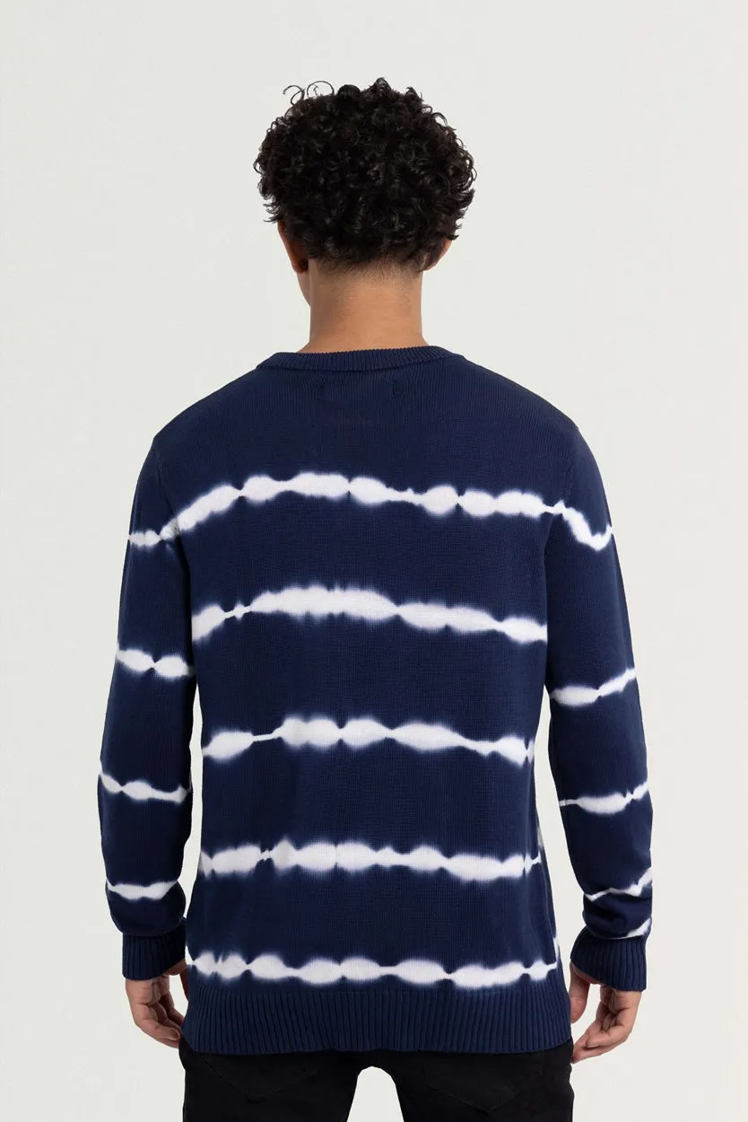 X RAY Men's Striped Crewneck Tie Dye Fashion Cotton Sweater