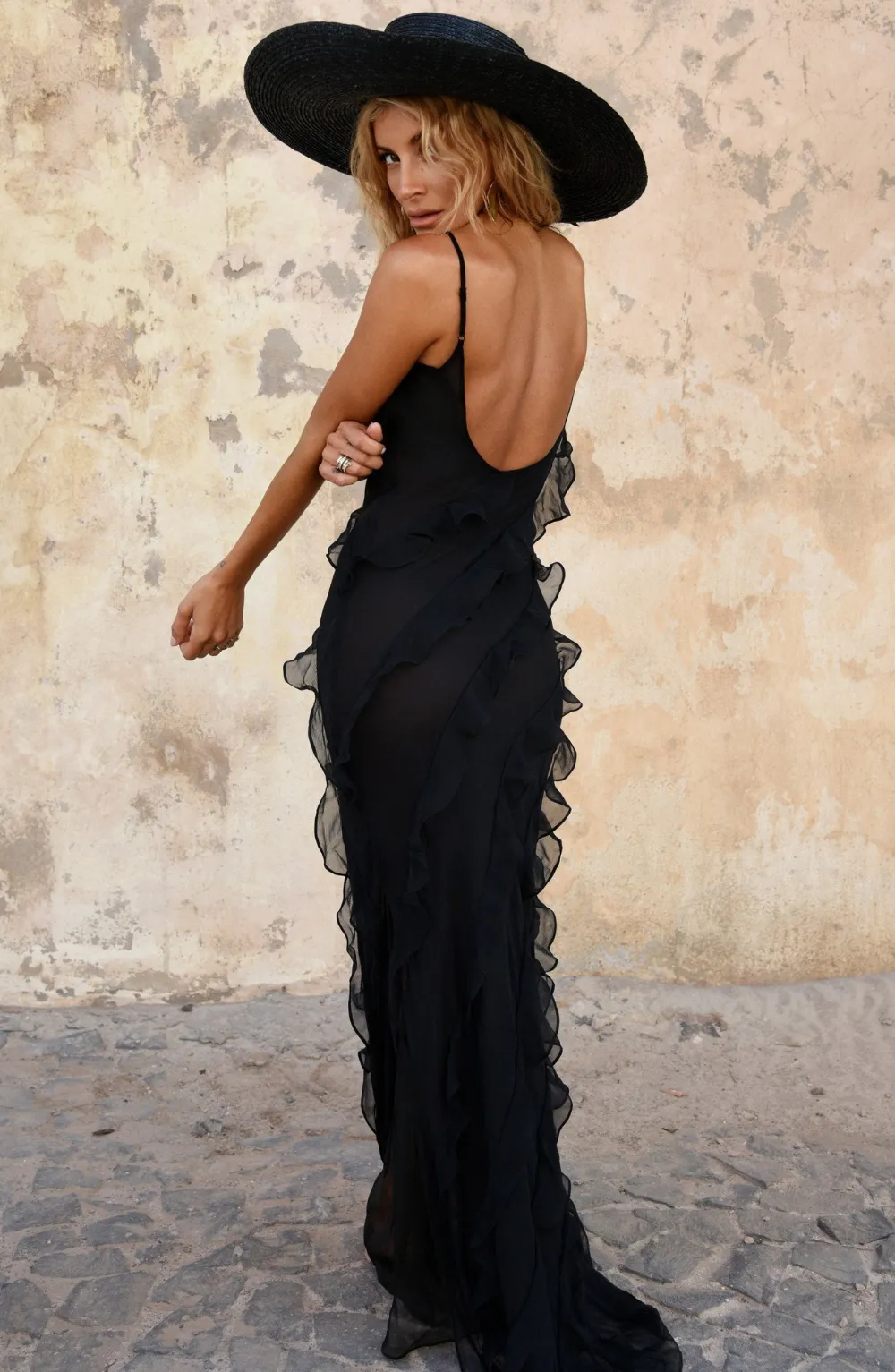 Zara | Ruffled Maxi Dress - Black