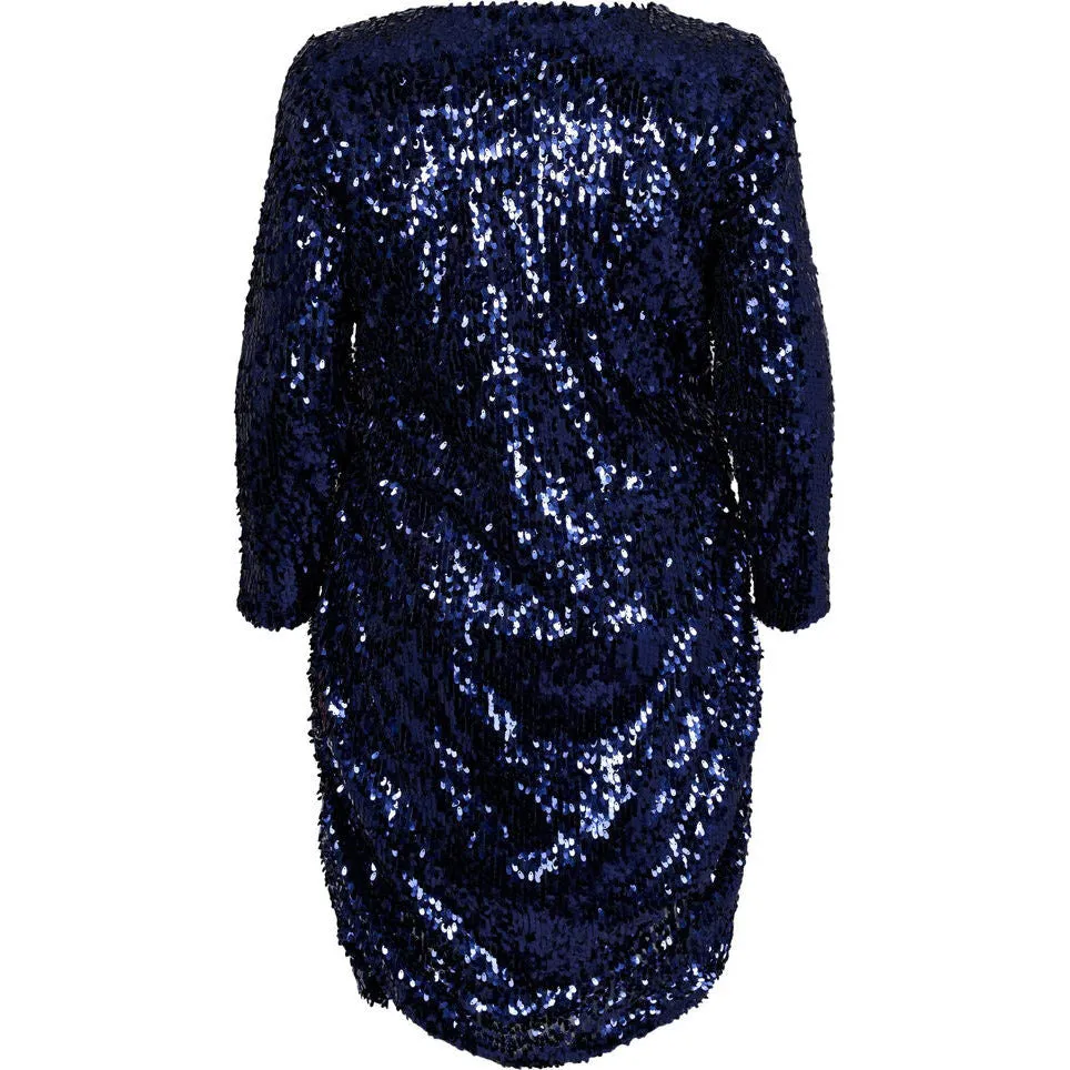 Zizzi Sequin Dress in Navy